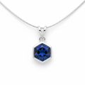Sapphire Hexagon Pendant Necklace - Sterling Silver