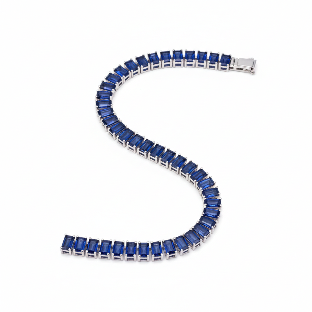 Sapphire Tennis Bracelet - Sterling Silver