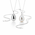 Teardrop Pendant Necklace - Silver and Pearl